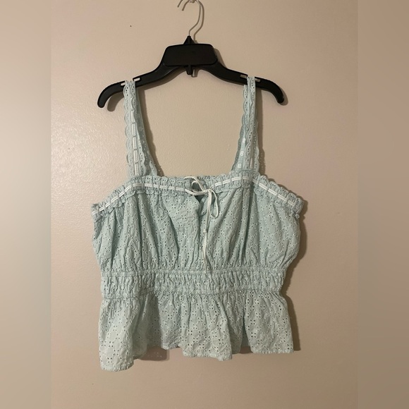 Sam Edelman Doria Eyelet Lace Crop Top LG - Picture 3 of 6